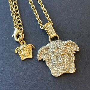 VERSACE Gold tone crystal necklace